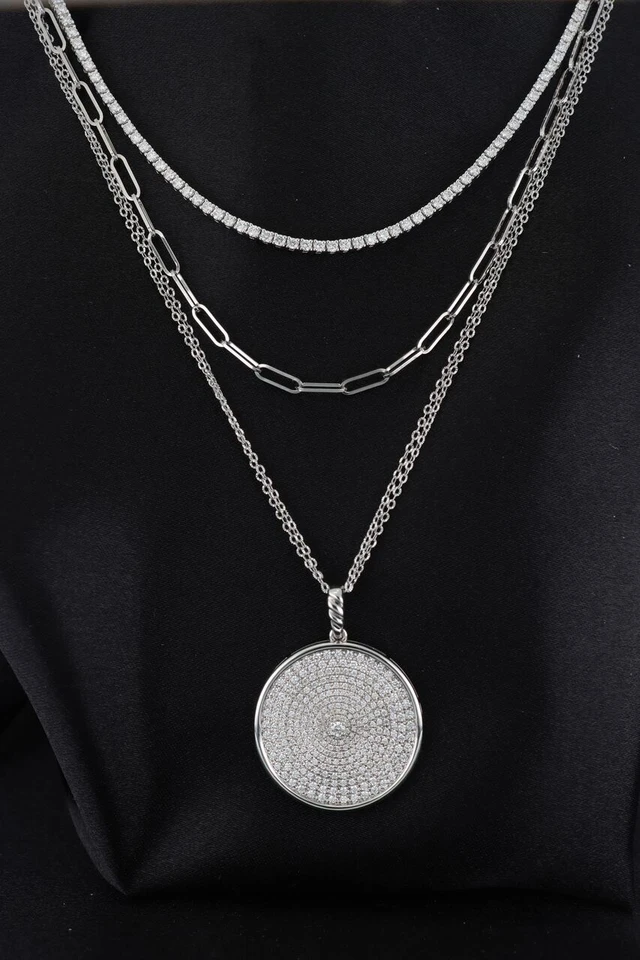 18K White Gold Audrey 6.08ct Natural Diamond Tennis Necklace