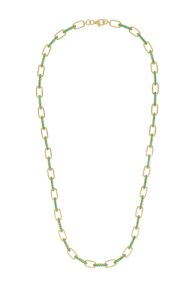 18K Yellow Gold El Mar Emerald Link Necklace
