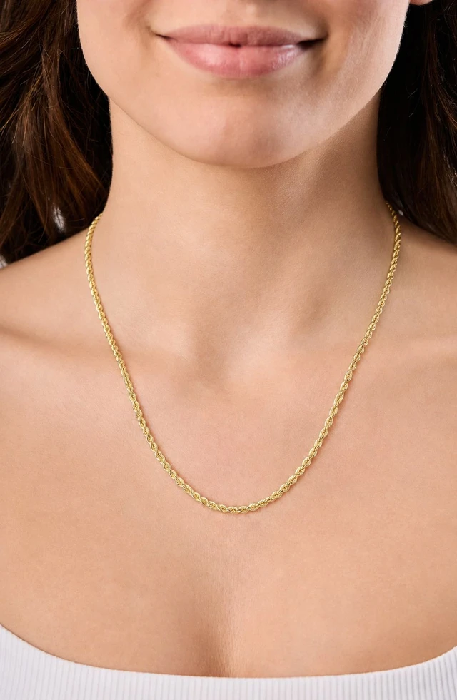 14K Yellow Gold Rope Chain Necklace