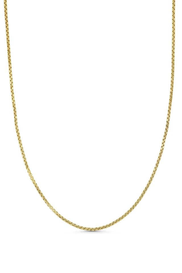 14K Yellow Gold Round Box Chain Necklace