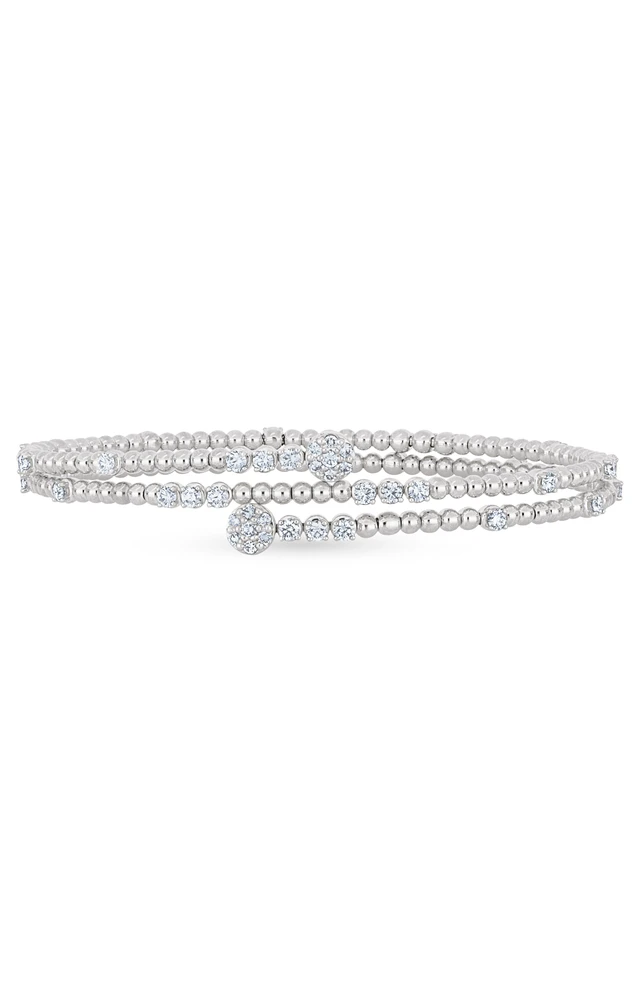 18K White Gold Bardot Liora Natural Diamond Coil Bracelet