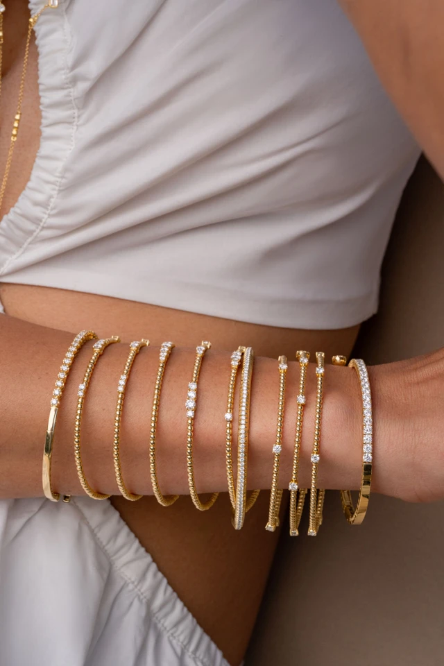 18K Yellow Gold Bardot Liora Natural Diamond Coil Bracelet