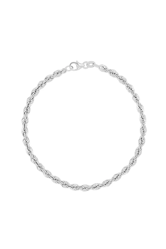 14K White Gold 070 Rope Bangle Bracelet