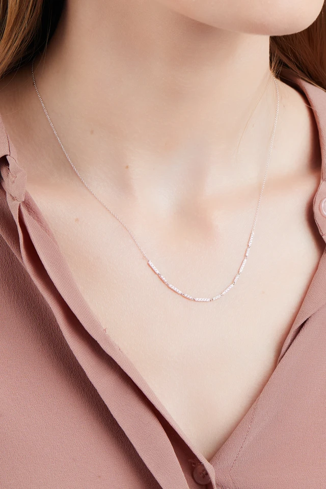 18K White Gold Bardot Natural Diamond Multi Bar Necklace