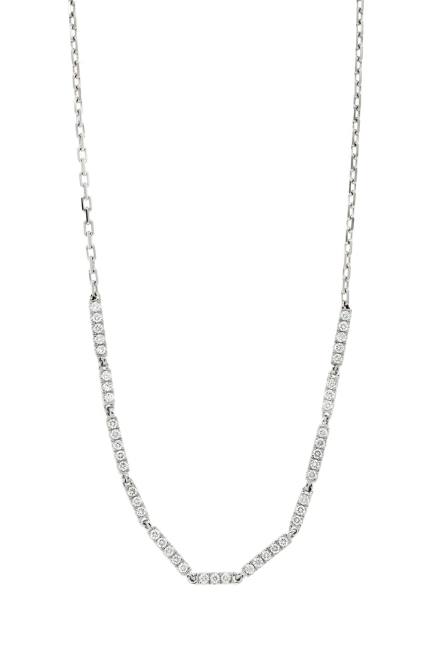 18K White Gold Bardot Natural Diamond Multi Bar Necklace