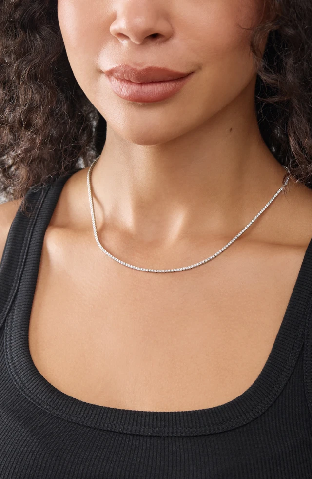 18K White Gold Audrey 3.50ct Natural Diamond Tennis Necklace