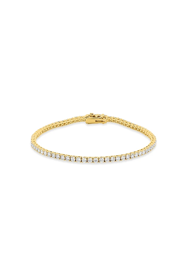 18K Yellow Gold Audrey 3.00ct Natural Diamond Tennis Bracelet