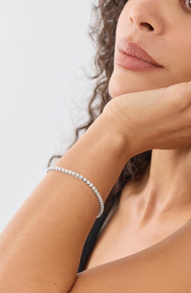 18K White Gold Audrey 3.00ct Natural Diamond Tennis Bracelet