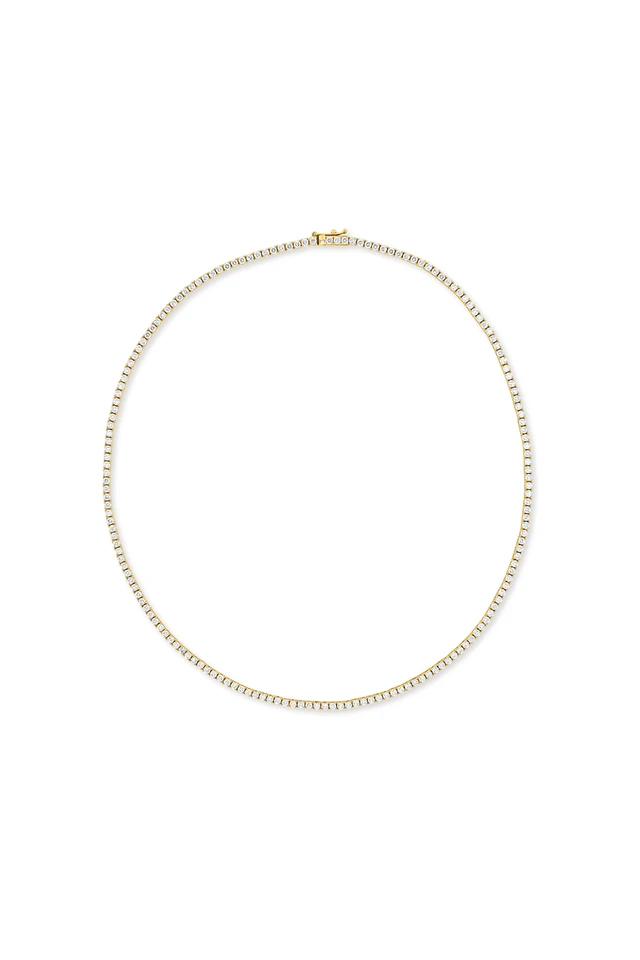 18K Yellow Gold Audrey 7.28ct Natural Diamond Tennis Necklace
