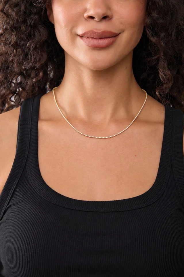 18K Yellow Gold Audrey 2.50ct Natural Diamond Tennis Necklace