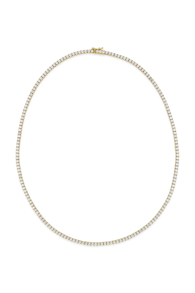 18K Yellow Gold Audrey 8.00ct Natural Diamond Tennis Necklace