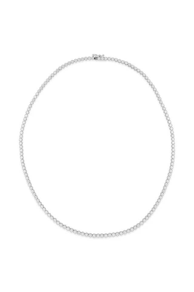 18K White Gold Audrey 4.00ct Natural Diamond Tennis Necklace