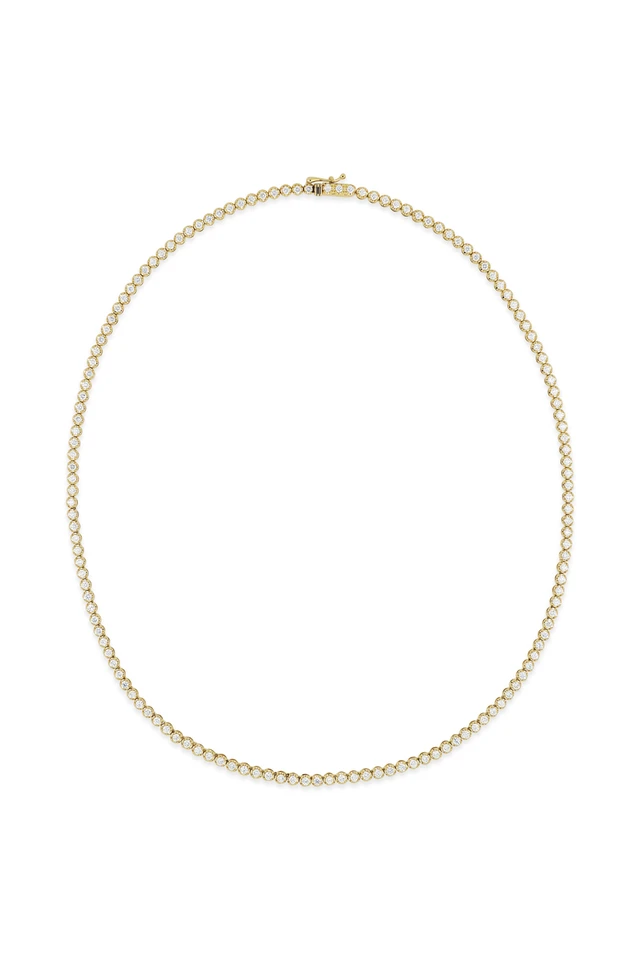 18K Yellow Gold Audrey 4.00ct Natural Diamond Tennis Necklace
