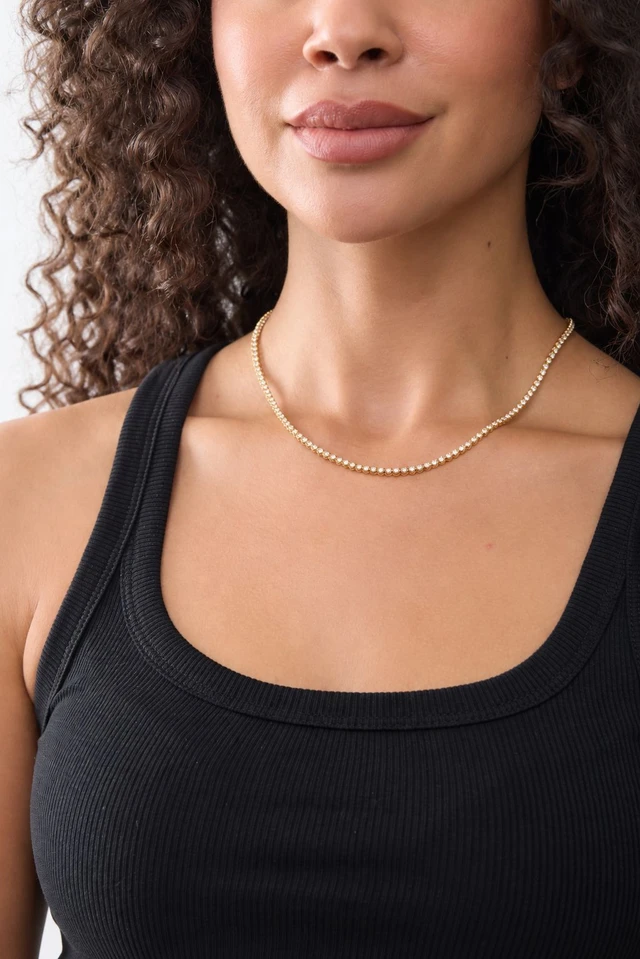 18K Yellow Gold Audrey 4.00ct Natural Diamond Tennis Necklace