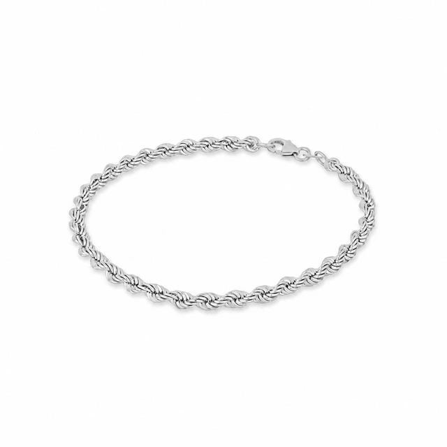 14K White Gold Rope Chain Bracelet