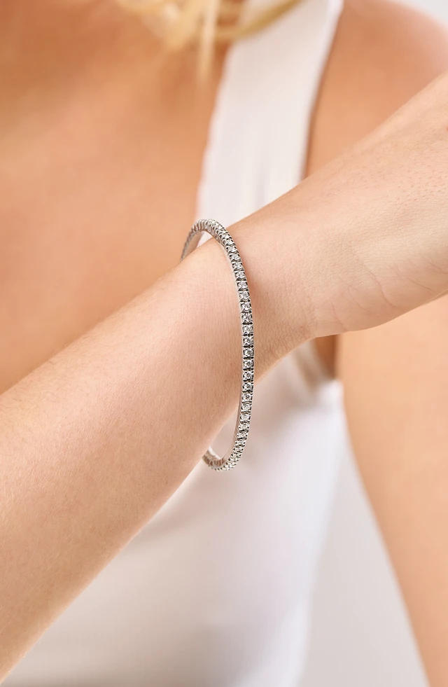 18K White Gold Audrey Natural Diamond Stretch Bracelet