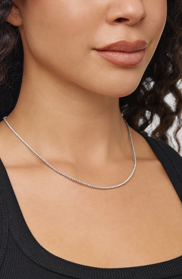 18K White Gold Audrey 2.50ct Natural Diamond Tennis Necklace