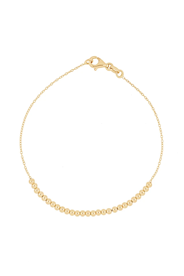 14K Yellow Gold Beaded Chain Bracelet