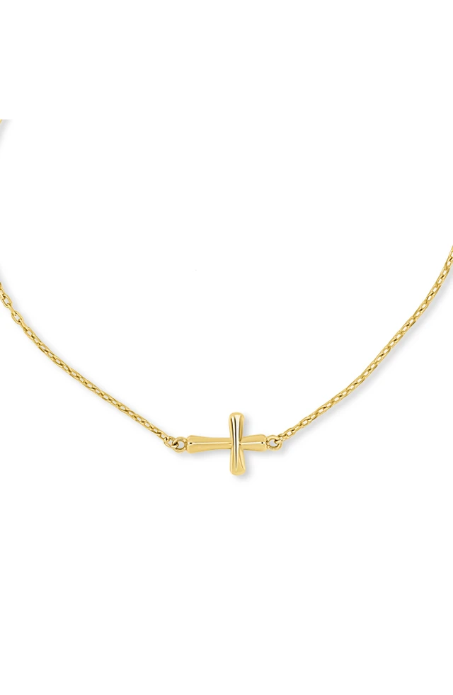 14K Yellow Gold Cross Line Bracelet