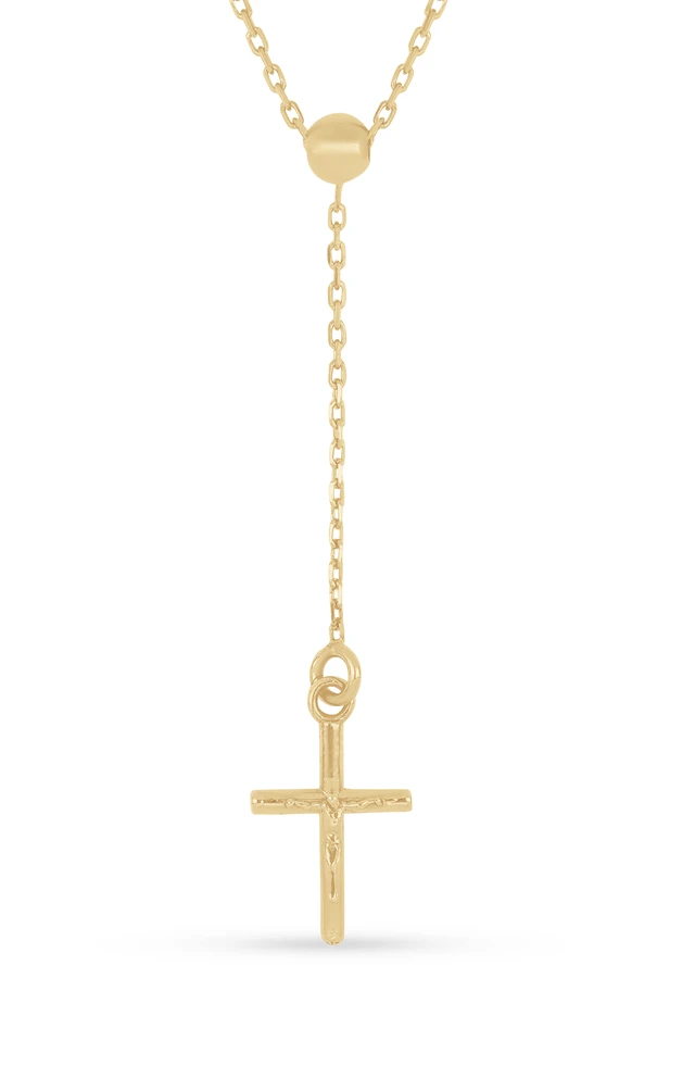 14K Yellow Gold Cross Y Necklace