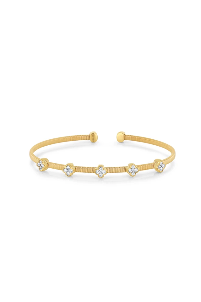 18K Yellow Gold Mika Natural Diamond Flex Cuff Bracelet