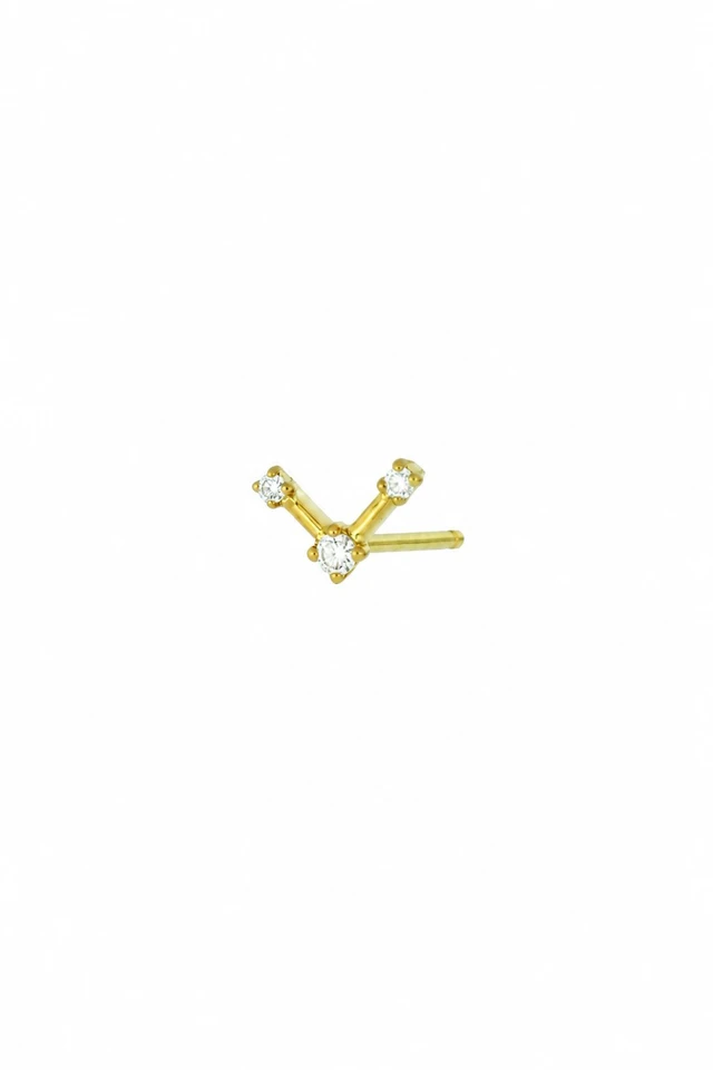 18K  Yellow Gold Aviva Natural Diamond Single Stud Earrings