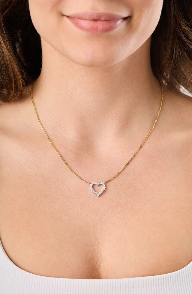 18K Yellow & White Gold Liora Natural Diamond Heart Pendant Necklace