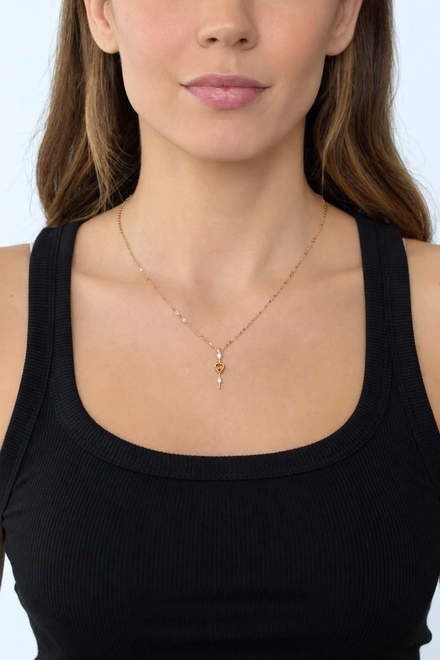 18K Yellow Gold Iris Citrine and Natural Diamond Pendant Necklace