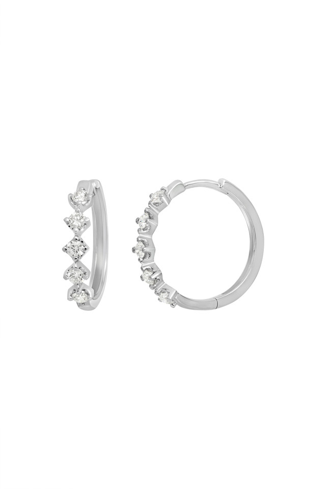 18K White Gold Diamond Liora Hoop Earrings