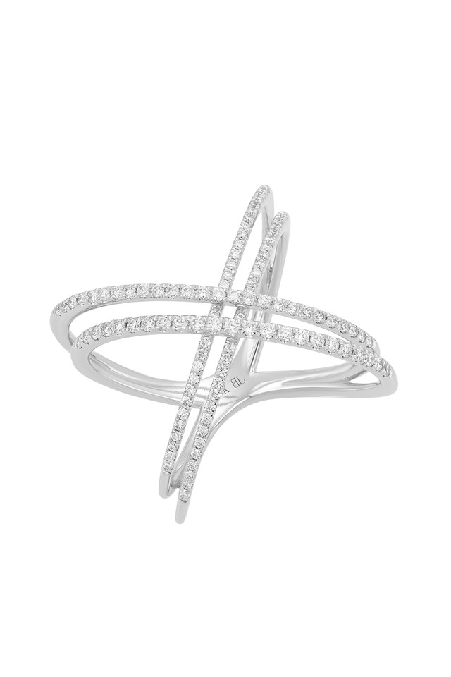 18K White Gold Diamond Bony Levy Crossover Ring