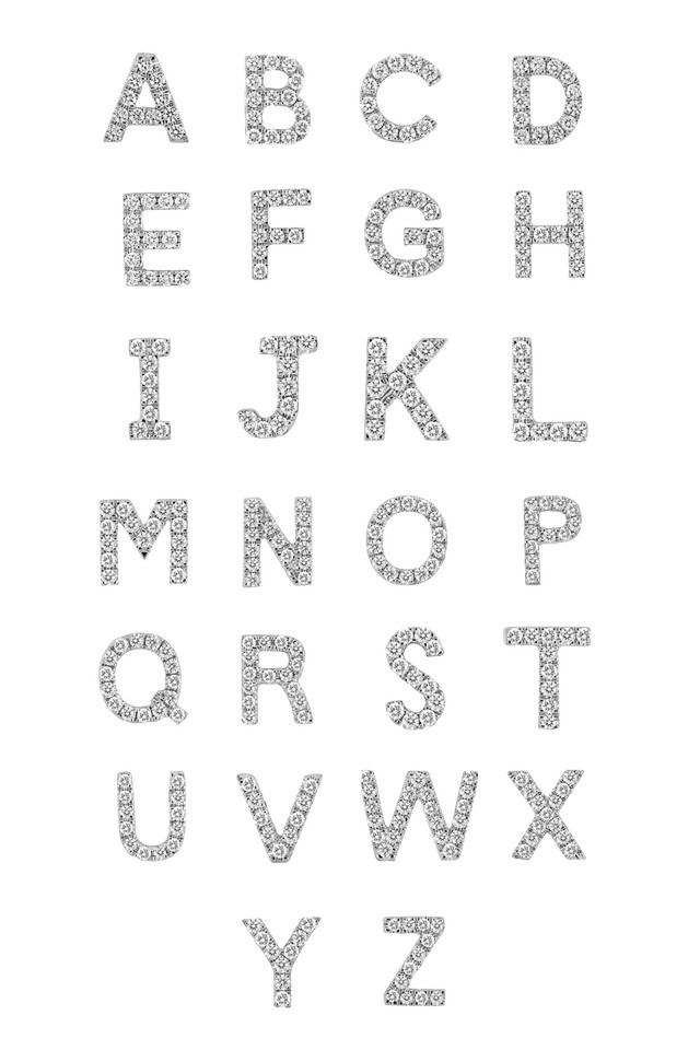 18K White Gold Personalized Diamond Charm Necklace 