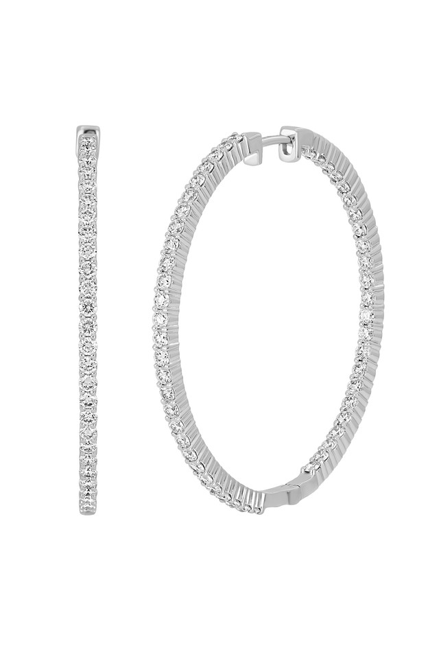 18K White Gold Diamond Oversized Inside-Out Hoop Earrings