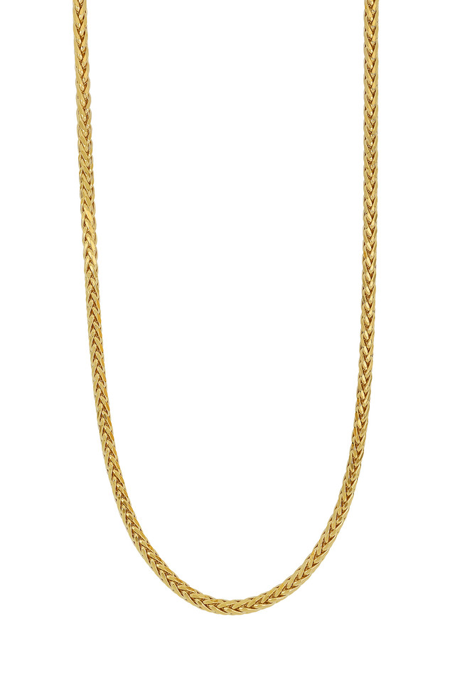 18K Yellow Gold Men's Foxtail Chain Necklace