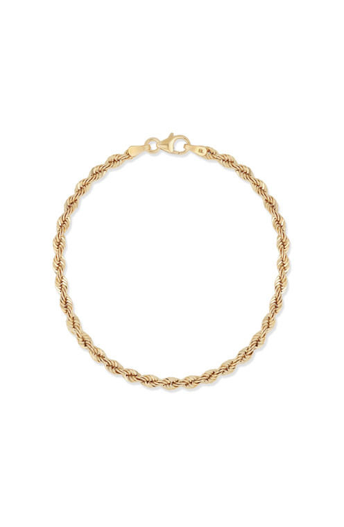 14K Yellow Gold Bony Levy Rope Chain Bracelet 