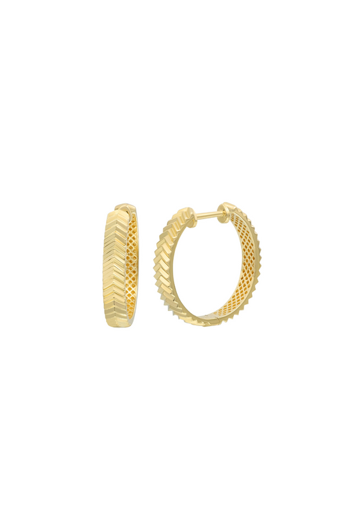 14K Yellow Gold Bony Levy Chevron Hoop Earrings 