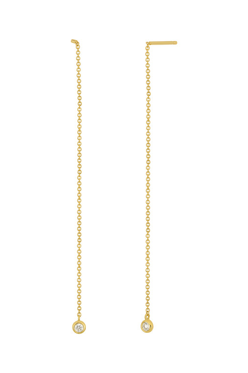 18K Yellow Gold Monaco Single Bezel Threader Earrings
