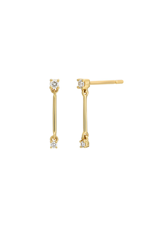18K Yellow Gold Diamond Bony Levy Icon Linear Drop Earrings