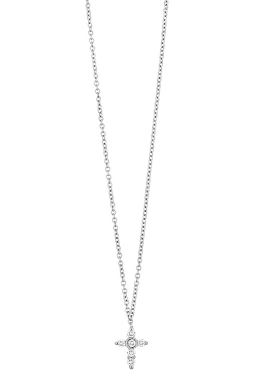 18K White Gold Diamond Bony Levy Cross Necklace