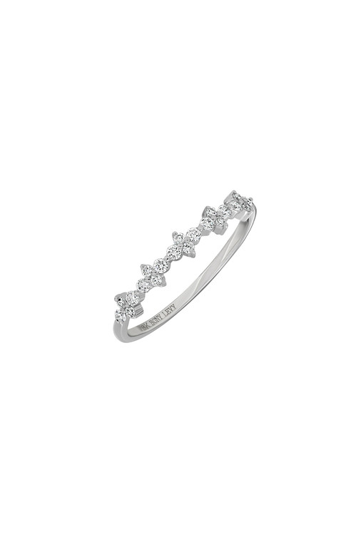 18K White Gold Cluster Natural Diamond Getty Stackable Ring