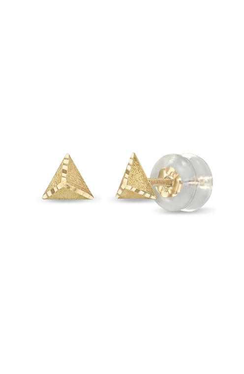 14K Yellow Gold Bony Levy Brushed Pyramid Studs Earrings