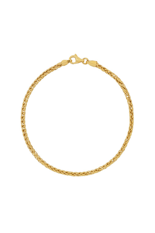 14K Yellow Gold Smooth Wheat Chain Bracelet