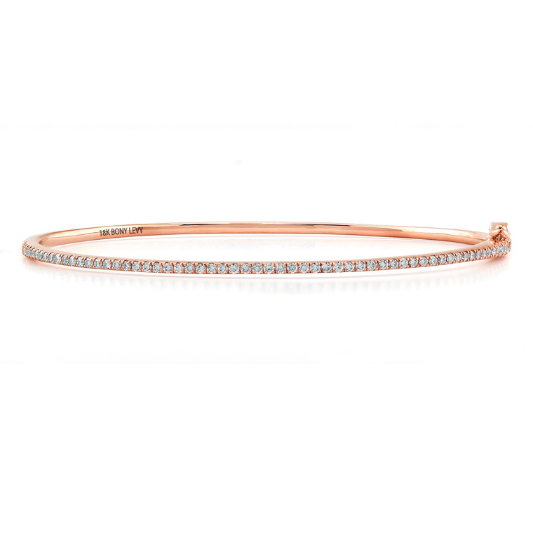 18K Rose Gold Natural Diamond Bony Levy Skinny Stackable Bangle  