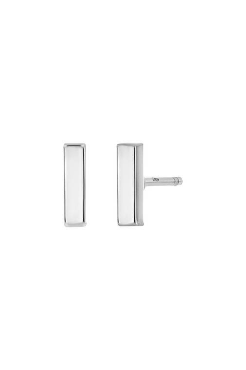 14K White Gold Bar Stud Earrings