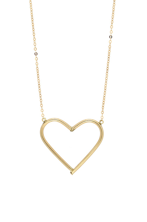 14K Yellow Gold Large Open Heart Pendant Necklace 14K Yellow Gold Large Open Heart Pendant Necklace