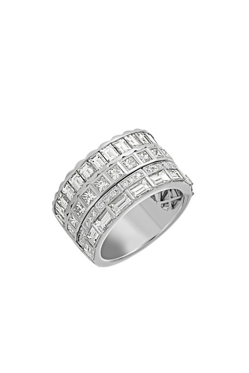 18K White Gold Diamond Gatsby Delicate Mixed-Cut Art Deco Statement Ring