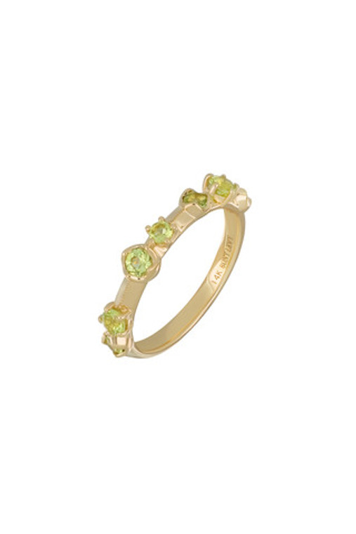 14K Yellow Gold Bony Levy Color Round Stones Statement Ring