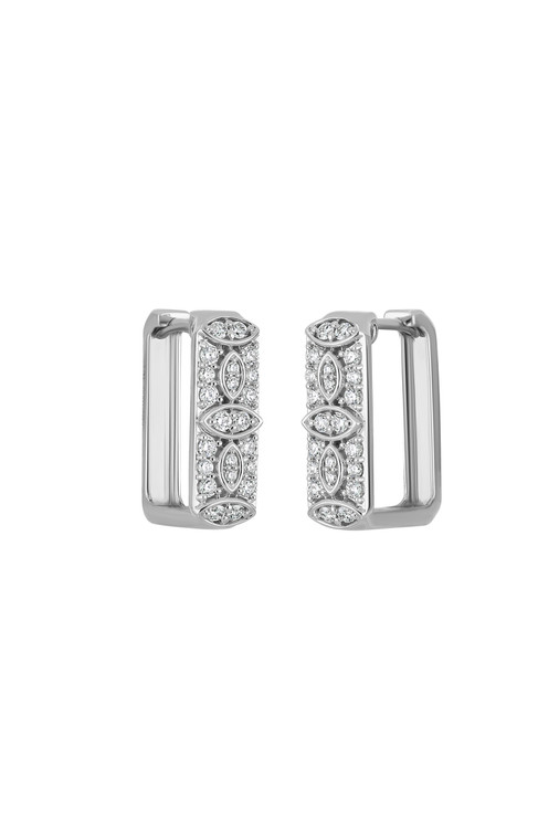 18K White Gold Natural Diamond Mika Square Hoop Earrings