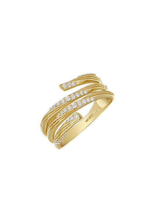 18K Yellow Gold Diamond Cleo Elegant Stackable Ring