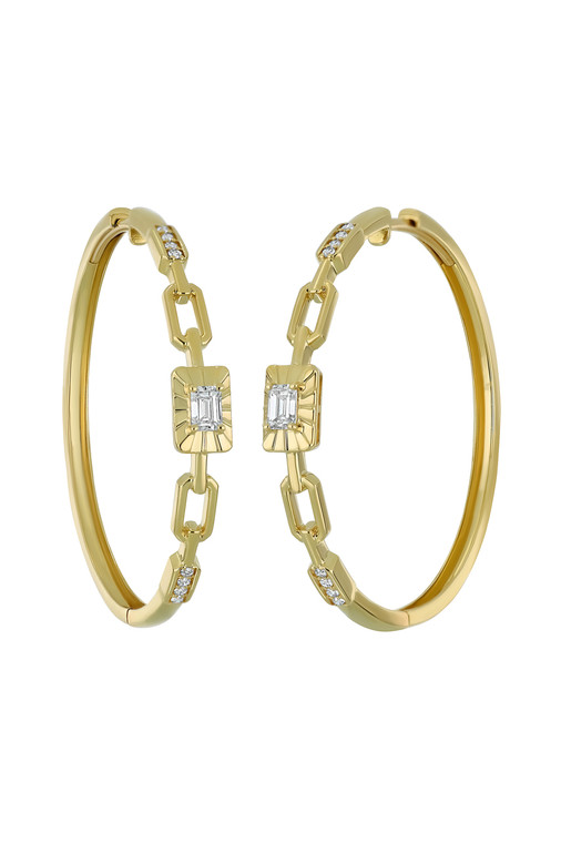 18K Yellow Gold Diamond Varda Delicate Hoop Earrings