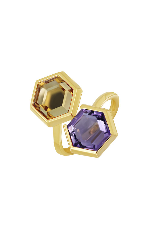 14K Yellow Gold Amethyst Bony Levy Hexagonal Trend Ring 14K Yellow Gold Amethyst Bony Levy Hexagonal Trend Ring